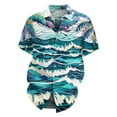 thumbnail image 4 of Men Hawaiian Shirt Short Sleeves Printed Button Down Shirts Summer Beach Mens Shirts Clearance 02-Blue 2XL, 4 of 5