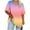 Blue, variant on Plus Size Gradient Color Tops for Women Summer Top Loose Fit Tee Shirts V Neck Short Sleeve Casual Blouse