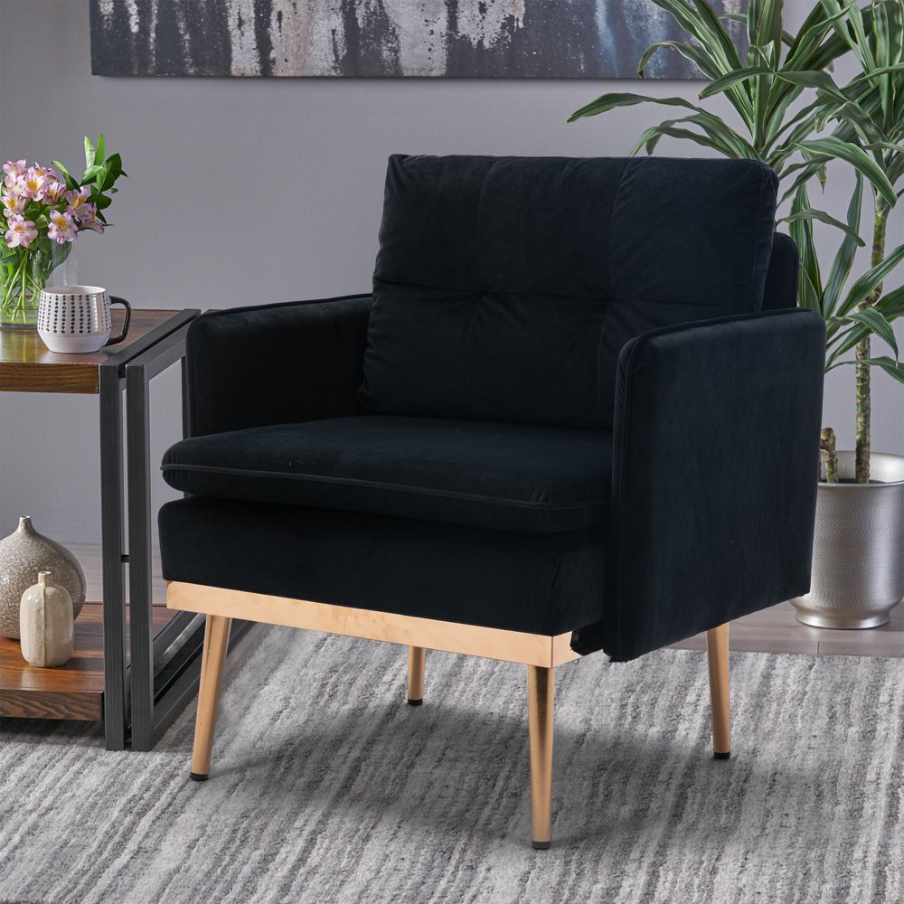 Tufted Velvet Armchair Mid Back Accent Club Chair Single Lounge Sofa