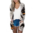 thumbnail image 2 of LOVZFMLL Vestes pour Femmes Imprimé Manches Longues Blouse Décontractée avec Poche Cardigan Extérieur, 2 of 5