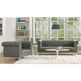 thumbnail image 5 of Oxford PU Leather Button Tufted with Silver Nailhead Trim Silver Metal Y-Leg Club Chair, Grey, 5 of 5