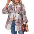 thumbnail image 5 of LYXSSBYX Womens Jackets and Coats Clearance Women Plaid Casual Long Sleeve Pocket Loose Lapel Cardigan Jacket Coat, 5 of 5