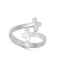 thumbnail image 4 of Double Sideways Cross Christian Ring .925 Sterling Silver Band Jewelry Female Male Unisex Size 4, 4 of 4