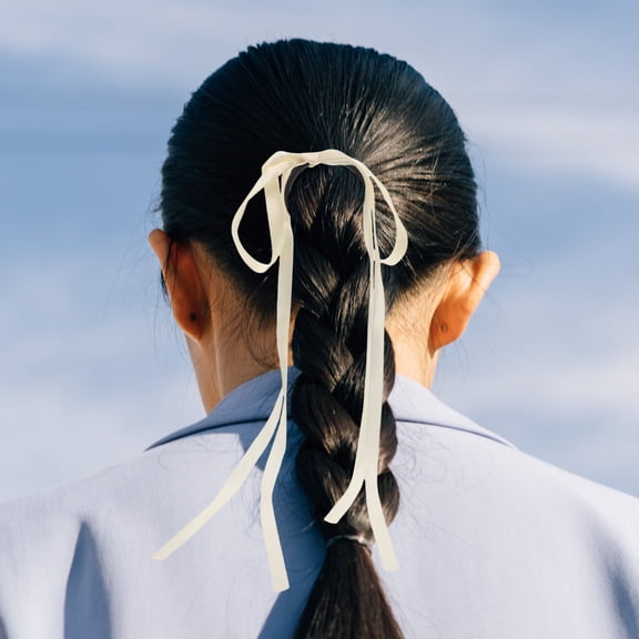 LOLIPPYY Hair Ribbons For Women Ponytail Bowknot Hair Tie Beige Fabric 1Pack