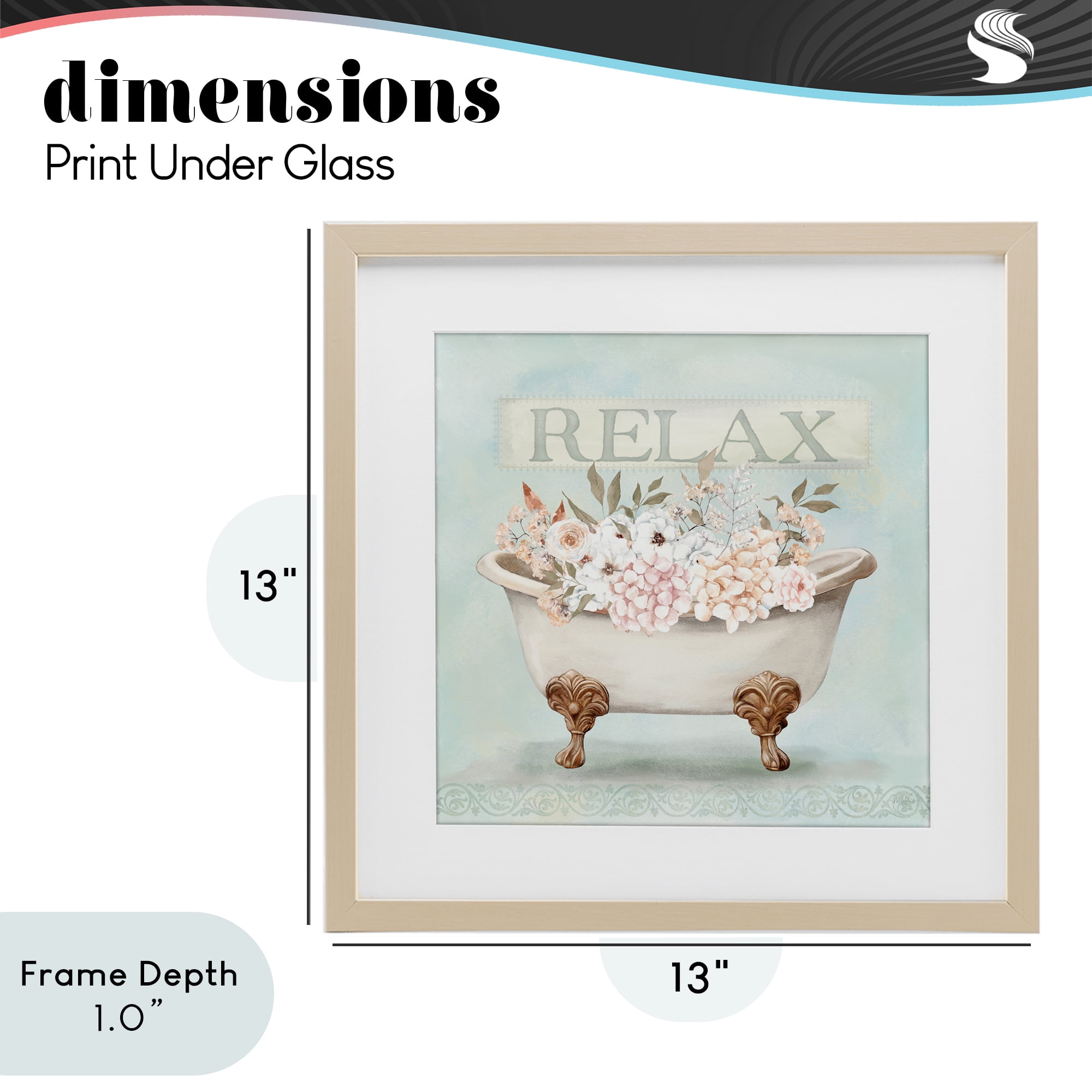 Stupell Industries Relax Floral Tub Birch Framed Print Under Glass, design by Mollie B.