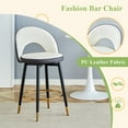 thumbnail image 2 of Hassch 360° Swivel Barstools Set of 2, Upholstered PU Leather Counter Height Chairs with Curved Back, Black Metal Legs & Gold Foot Ring, Contrast Color Design (Dark Gray+White), 2 of 9