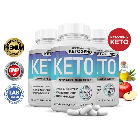 (3 Pack) Ketogenix Keto ACV Pills 1275mg Alternative to Gummies Dietary Supplement 180 Capsules