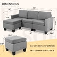 thumbnail image 7 of Vineego Linen Fabric L-shape Sofa Sectional Couch for Living Room, Gray, 7 of 7