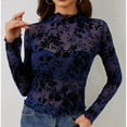thumbnail image 6 of JGNGSHN Womens Dressy Casual Floral Lace Tops Long Sleeve Shirts Mock Neck See Through Blouses, 6 of 8