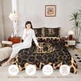 thumbnail image 3 of Manfei Girls Cheetah Print Letter Monogrammed B Twin Comforter Sets 3-Piece,Teens Kawaii Ribbon Bowknot Bedding Set,Black Reversible,Breathable Home Decor, 3 of 6