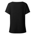 thumbnail image 5 of MIXUE Boho Tops For Women Summer Knitted Solid Color Round Neck Short Sleeve Casual Basic Pullover Shirts For Women Tee Shirts Holiday Wear,Black,XXL, 5 of 6
