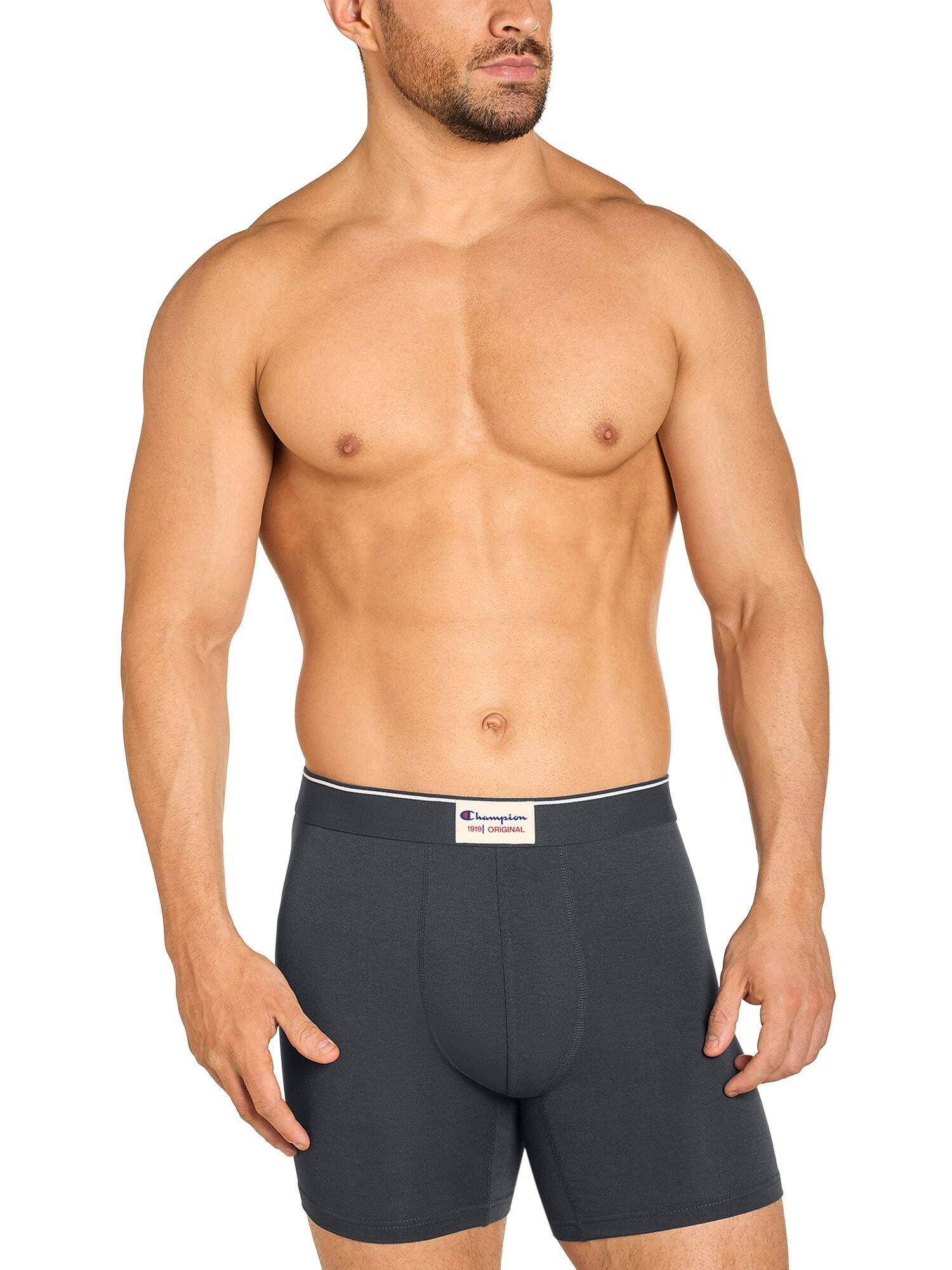 Champion Men’s Boxer Briefs – 3 Pack Performance+ Modal Underwear, Moisture-Wicking, Vintage Label, Sizes S–2XL