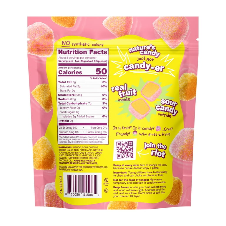 Fruit Riot Sour Candy Mixed Mango, Made with Real Fruit, 8oz, Gluten-Free