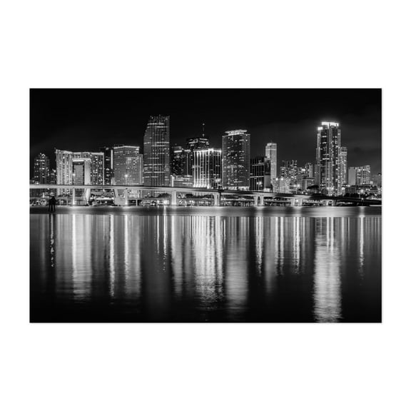 The Miami Skyline B&W - Miami Florida Photography Unframed Wall Art Print 5 x 7 inches