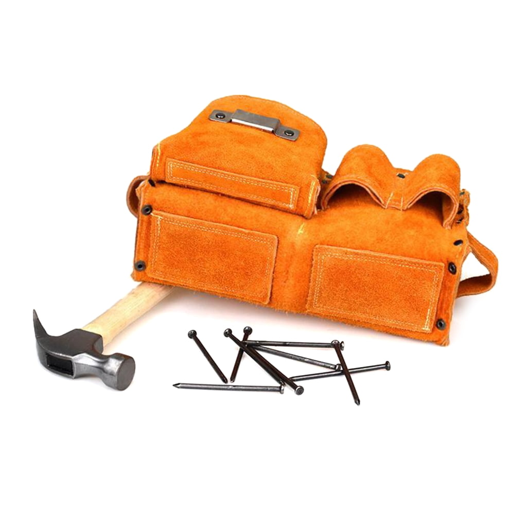 MOMOJIA Cow Leather Storage Bag for Woodworkers Hardware Tool Wear-resistant Waist Bag