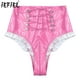 thumbnail image 2 of Lencería de látex para mujer, ropa interior de charol brillante, calzoncillos de cintura alta con cordones, bragas de sirvienta con volantes, ropa para discoteca, 2 of 4