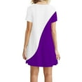 thumbnail image 5 of QLEICOM Women's Casual Color-Blocking Simple T-Shirt Loose Dress Summer Short Sleeve T Shirt Dresses Purple 3XL(US Size: 14, 5 of 5