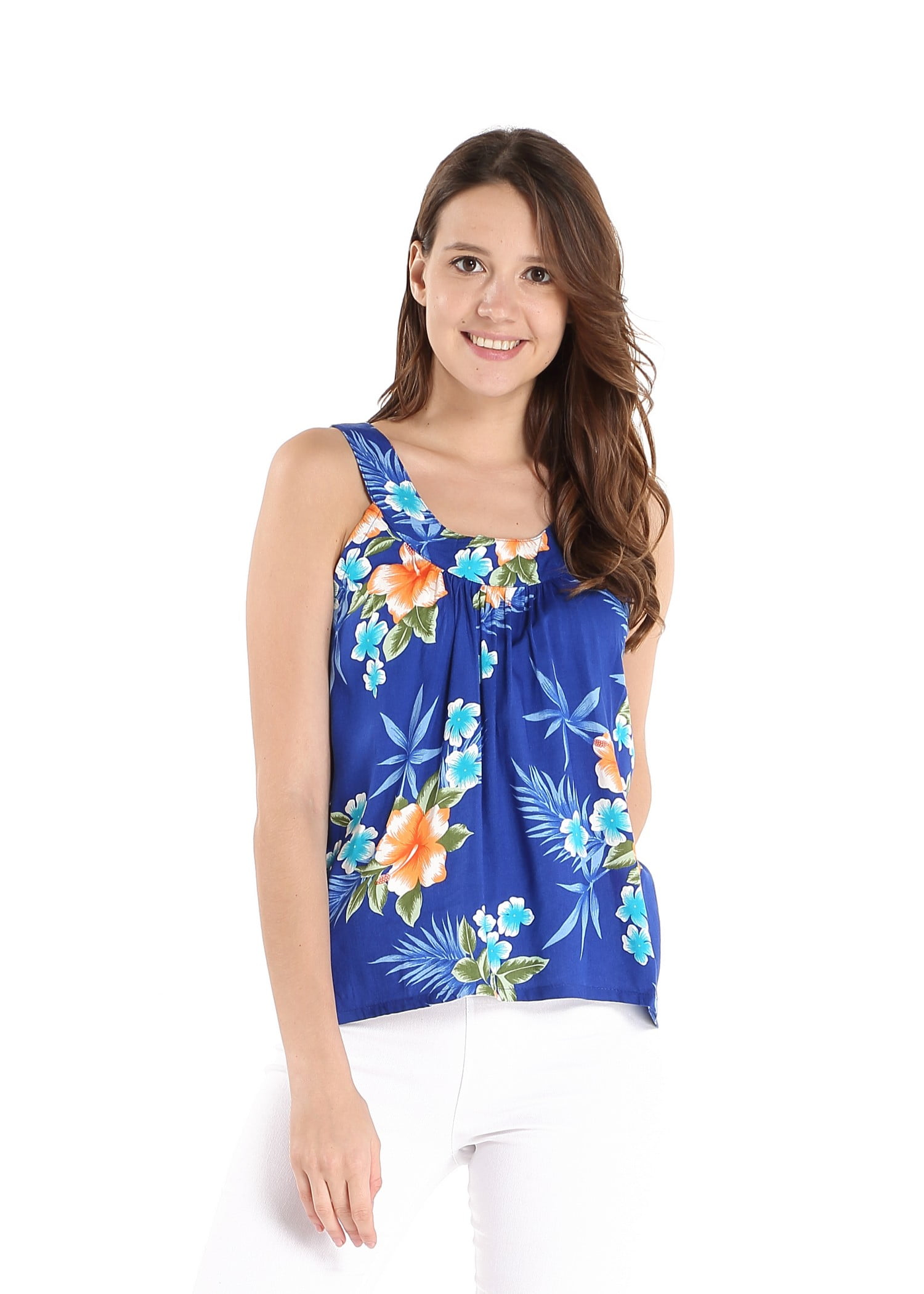 Women's Hawaiian Floral Tank Top in Hibiscus Pattern 3 Colors