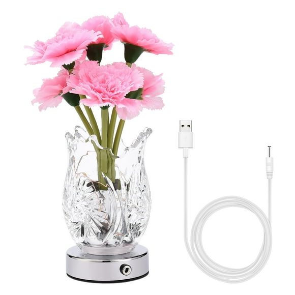 Vase en Verre Lumière Tactile Dimmable Lumière de Chambre Créative Led Fleur Bonsaï Veilleuse