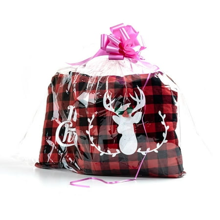cellophane baskets wrap gift 30in pull bow clear bag livingbasics