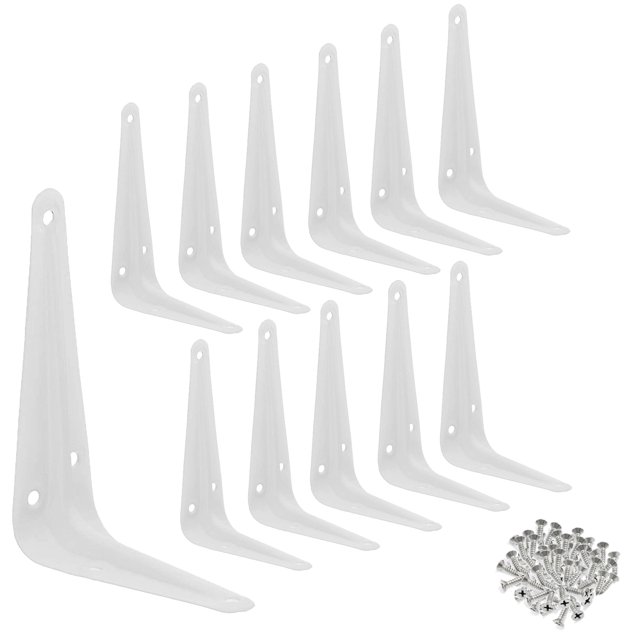 Soportes de estantería de esquina de metal Wideskall de 12,7 x 15,2 cm, color blanco (paquete de 12)