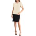 thumbnail image 2 of INSPIRE CHIC Women's Choker V Cut-Out Split-Neck Blouse Casual Slashed Cuffs Top XS Ivory, 2 of 7