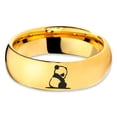 thumbnail image 2 of Tungsten Sad Panda Sitting Watching Band Ring 7mm Men Women Comfort Fit 18k Yellow Gold Dome Polished, 2 of 4