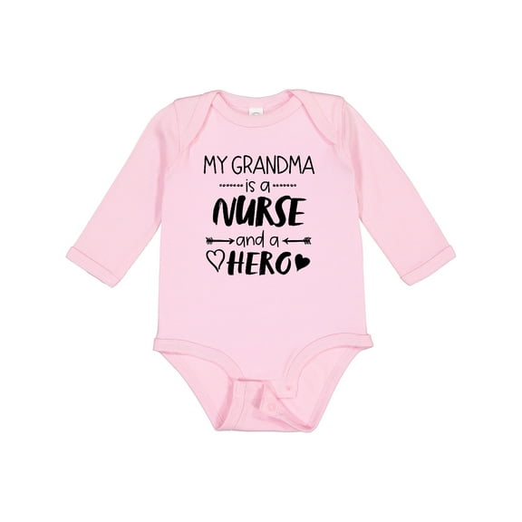 Inktastic My Grandma is a Nurse and a Hero Boys or Girls Long Sleeve Baby Bodysuit