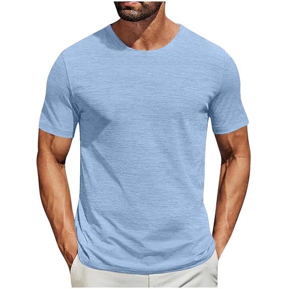 Ohufall T-shirt Tops for Men Summer Fashion Casual Pullover Tees Solid Color Short Sleeve Round-Neck Top Blouses