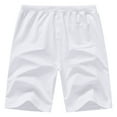 thumbnail image 3 of Tyhengta Mens Shorts Casual Cotton Workout Shorts Drawstring Zipper Pockets Elastic Waist White 32, 3 of 10