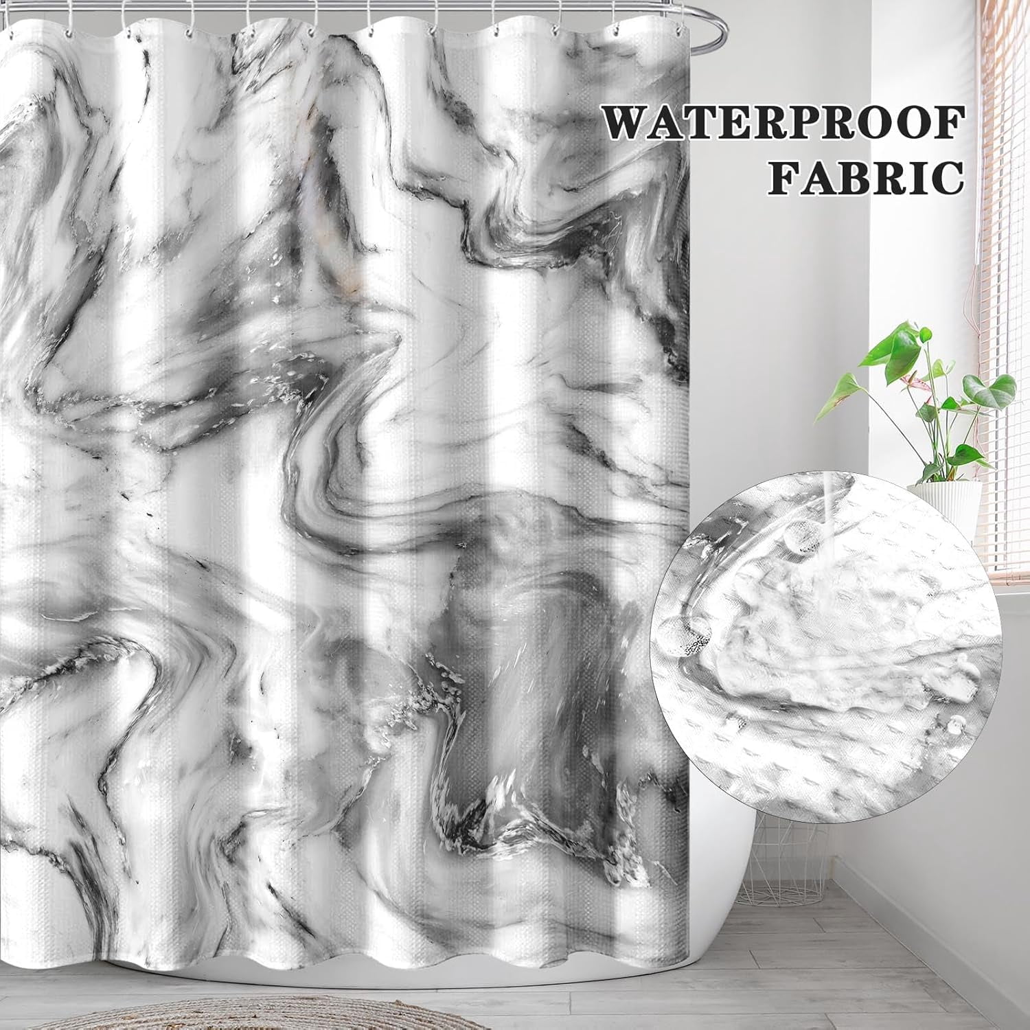 Vintage Brown Shower Curtain Set with Window Curtain, Royal Abstract Line Modern Bathroom Window Curtain with Waterproof Shower Curtain Set for Bathroom Decor