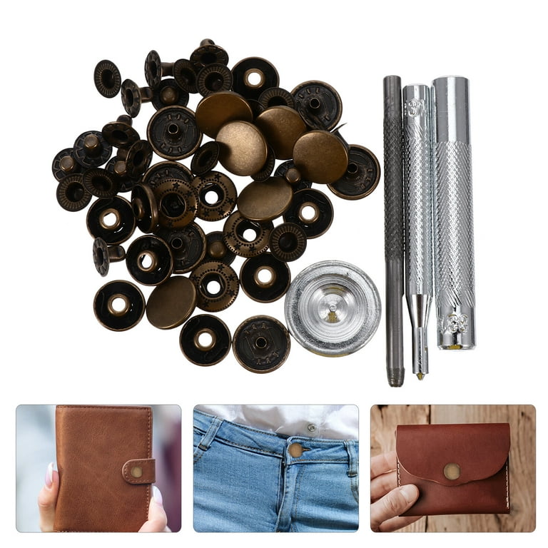 12 Sets Premium Brass Heavy Duty Leather Snap Fasteners Kit, 15mm Metal  Snap Buttons Kit Press Studs Leather Rivets And Snaps For Clothing,  Leather, J