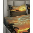 thumbnail image 2 of Ambesonne Beach Fitted & Top Sheet Set with Shams, Romantic Sunset Scenery, Orange Yellow, 2 of 4
