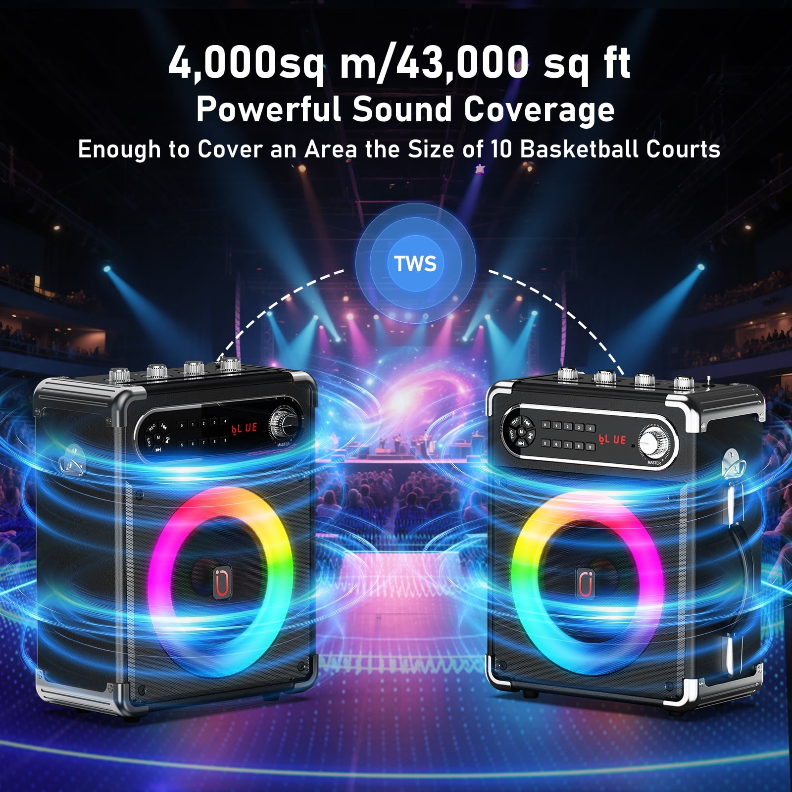 FanFun Karaoke Machine for Adult, Portable Bluetooth Speaker for Party, Home Karaoke System with 2 Microphones, Dj Lights