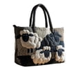 thumbnail image 6 of 3D Patchwork Sheep Quilted Tote Bag, Retro Patch Fabric Embroidery Large Handbag, Soft Casual Shoulder Bag for School Grocery Shopping Daily Travel, 6 of 7