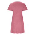 thumbnail image 4 of EASYBRA Women V Neck Short Sleeve Ruched A Line Midi Dress High Waist Summer Casual Fit and Flare Solid Color Dress, 4 of 5