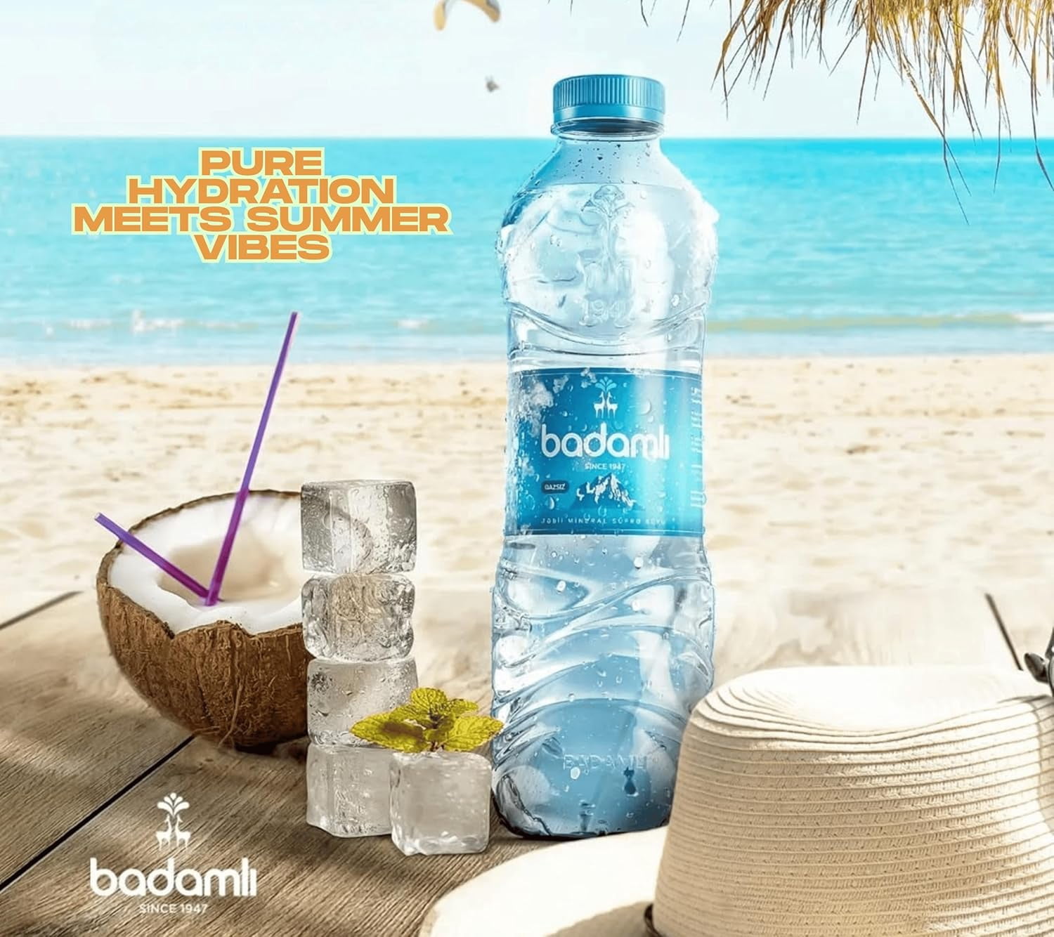 Badamlı Natural Spring Water pH 7.5, 16.9 fl oz (500ml), Daily Hydration, Natural Still Spring Water, Pack of 20