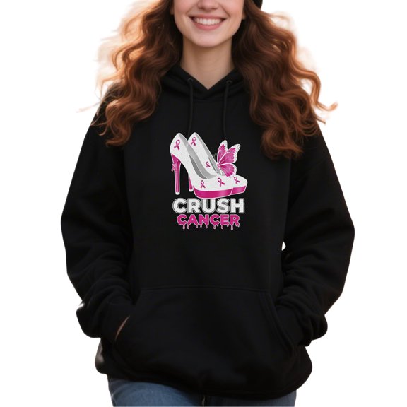 Inspirational Breast Cancer Awareness Hoodie for Men and Women, Unisex Pullover Hooded Sweatshirt, Comfortable Cotton Poly Blend, Support and Awareness Casual O