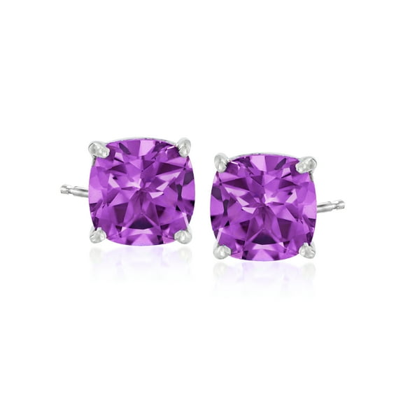 Ross-Simons 4.90 ct. t.w. Amethyst Stud Earrings in Sterling Silver, Women's, Adult