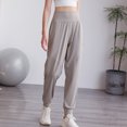 thumbnail image 4 of Pantalones deportivos de cintura alta de nailon para otoño e invierno, con puntera hasta la pierna, holgados, adelgazantes, informales, para yoga, fitness y correr, 4 of 5