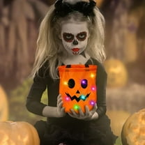 mtvxesu Halloween Lights, LED Halloween Candy Bags Up Halloween Party Bags Halloween Bags Up Candy Bags Multipurpose Reusable Bucket for Kids Halloween Supplies Favors