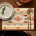 thumbnail image 5 of Boho Ethnic Rustic Style Placemats Set of 4, 12x18 Inch Flax Table Mats, Washable Tribal Patterns for Vintage Nordic Farmhouse Dining Room or Kitchen Use, 5 of 6