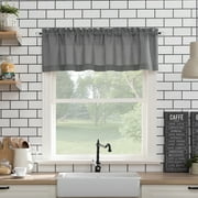 Mainstays 3-Piece Semi Sheer Rod Pocket Kitchen Window Tier Pair and Valance, 2 Café Curtains and 1 Curtain Valance, Gray, 54W x 36L