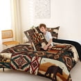 thumbnail image 4 of jejeloiu Cabin Bear Full Size Comforter Sets,Southwest Pattern Bedding Comforter Set For Boys,Brown Teal,Black Reversible,3 Pieces,1 Comforter and 2 Pillowcases, 4 of 7