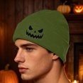 thumbnail image 3 of SYMOID Pumpkin Print Cuffed Knit Beanie,Acrylic Skull Cap,One Size Unisex Army Green Hats,Size Free Size, 3 of 5