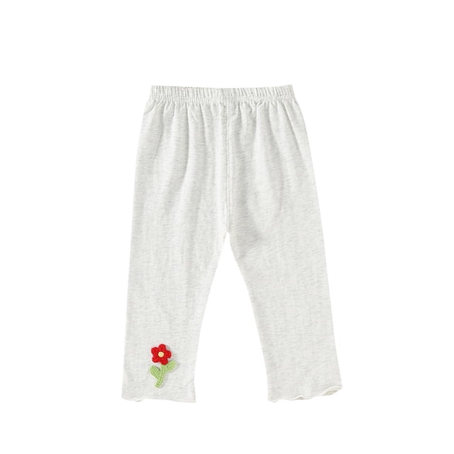 Odeerbi 6M-4Y Niños Niñas Mallas Elásticas de Algodón Pantalones Recortados Verano Tres-Pantys de Punto Con Flores Tridimensionales