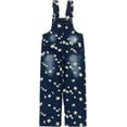 thumbnail image 3 of 3-14Years Girls Jumpsuit Denim Overalls for Kids Big Kid Bib Overalls Girls Blue Adjustable Belts Denim Suspenders，Dark Blue,11-12Y, 3 of 4