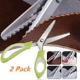 thumbnail image 3 of 2 Pack Pinking Shears for Fabric Cutting, Sewing Scissors for Fabric Comfort Grip Crafts Professional Sewing Zig-Zag Cut Scissors Cut Tool Dressmaking, Green, 3 of 7