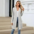 thumbnail image 3 of Women'S Fall Fashion Light-Weight Soft Knit Cardigan Long Sleeve Open Front Coat with Pockets Light Gray S, 3 of 8