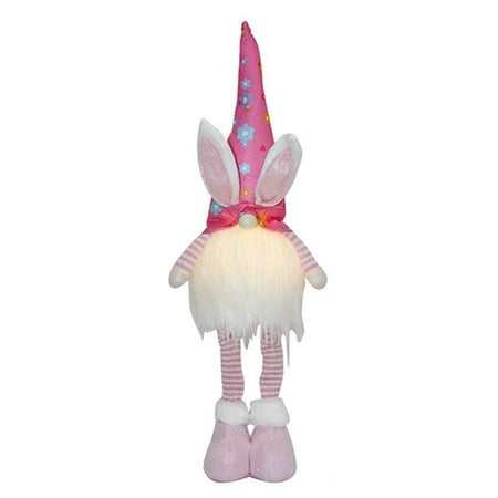

Lighted Bunny Easter Gnome Plush Decor Everywhere Light Up Elf Toy Easter Present Pink